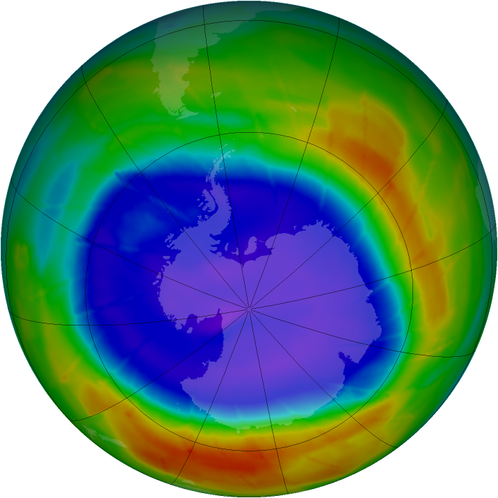 Antarctic ozone map for 14 September 2009
